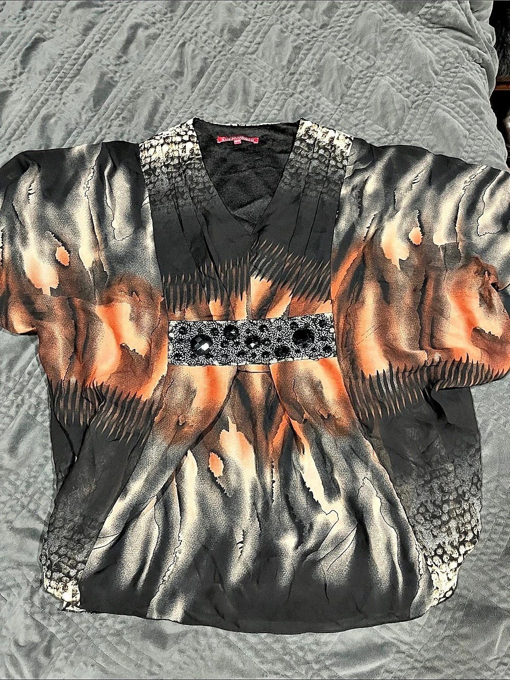 San Francisco Animal Print Blouse in Black & Brown Size Small Like New